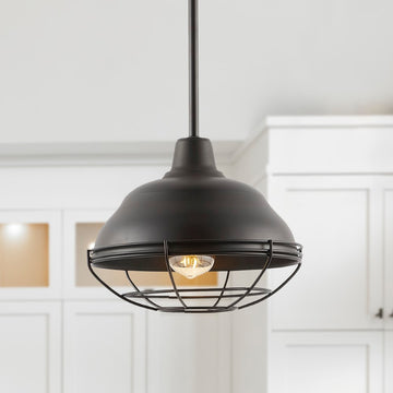 Levi Industrial Farmhouse Iron LED Pendant - JONATHAN Y